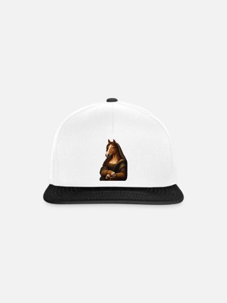 Mona Lisa als Pferd - Snapback Cap - Weiß/Schwarz