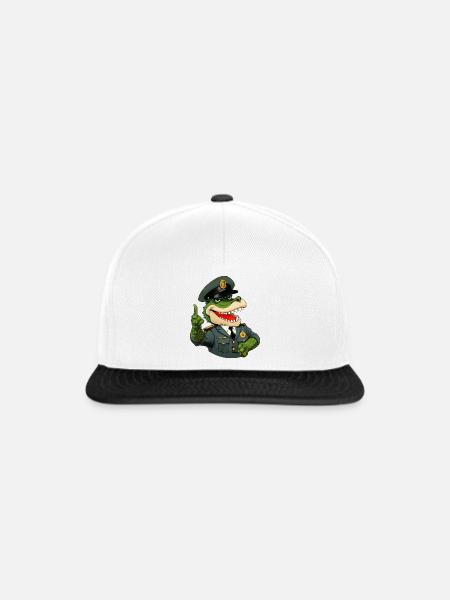 Krokodil Polizist - Snapback Cap - Weiß/Schwarz