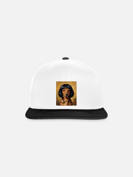 Lustiger Hund Dackel Bob Haarschnitt - Snapback Cap - Weiß/Schwarz