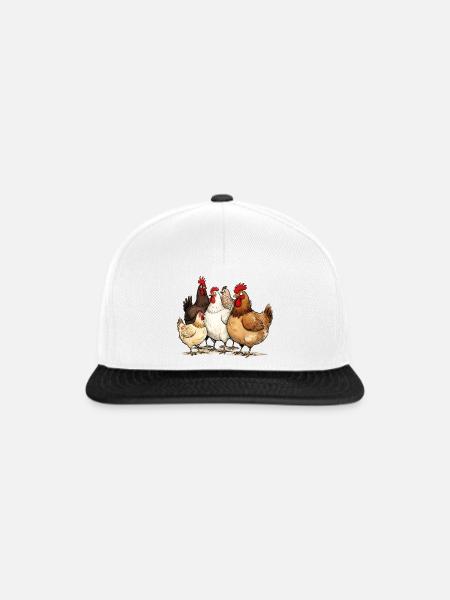 Hennentruppe am Hof Hühner-Flüsterer - Snapback Cap - Weiß/Schwarz