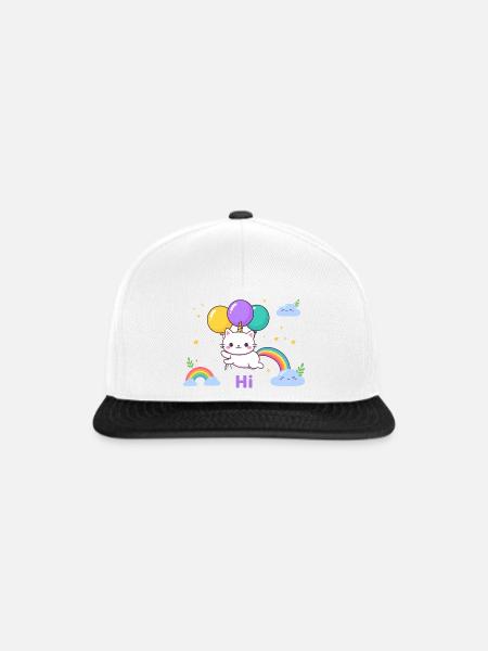 Pastel Kitty Einhornballons - Snapback Cap - Weiß/Schwarz