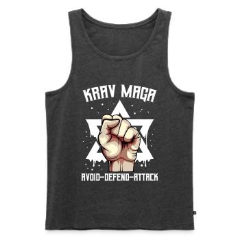 Krav Maga - Débardeur bio Premium Homme - anthracite chiné - Devant - Michal (187cm)