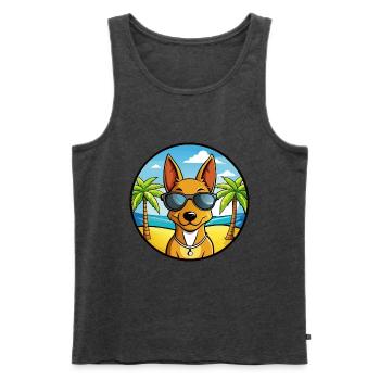 Cirneco Dell Etna Hunderasse Cartoon Sonnenbrille Strand - Männer Premium Bio Tank Top - Anthrazit meliert - Vorne - Michal (187cm)