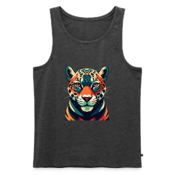 Leopard Cartoon Figur Buntes Haustier Tier - Männer Premium Bio Tank Top - Anthrazit meliert - Vorne - Michal (187cm)