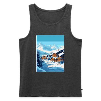 Val Thorens Frankreich Vintage Reiseplakat Souvenir - Männer Premium Bio Tank Top - Anthrazit meliert - Vorne - Michal (187cm)