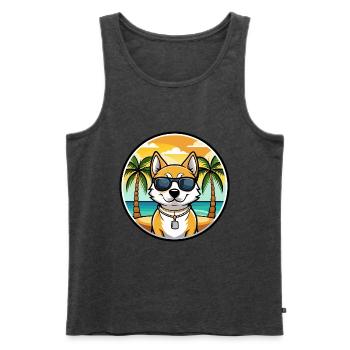 Japanischer Terrier Hund Rasse Cartoon Sonnenbrille Strand - Männer Premium Bio Tank Top - Anthrazit meliert - Vorne - Michal (187cm)