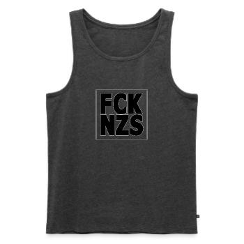 FCK NZS - Männer Premium Bio Tank Top - Anthrazit meliert - Vorne - Michal (187cm)