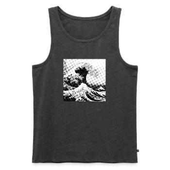Japanische Welle Kanagawa Style bd - Männer Premium Bio Tank Top - Anthrazit meliert - Vorne - Michal (187cm)