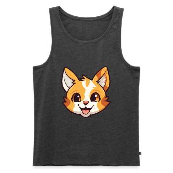 Pixie Bob Katze Cartoon Aquarell Illustration - Männer Premium Bio Tank Top - Anthrazit meliert - Vorne - Michal (187cm)