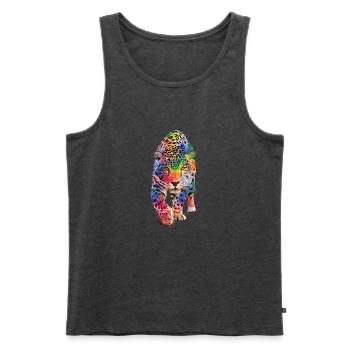 Multicolour leopard - Men's Premium Organic Tank Top - heather anthracite - Front - Michal (187cm)