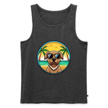 Pudelpointer Hunderasse Cartoon Sonnenbrille Strand - Männer Premium Bio Tank Top - Anthrazit meliert - Vorne - Michal (187cm)