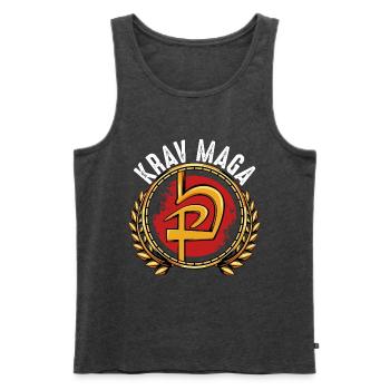 Krav Maga - Débardeur bio Premium Homme - anthracite chiné - Devant - Michal (187cm)