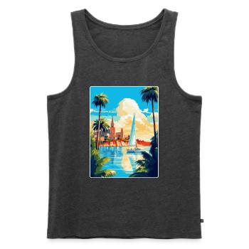 Palma De Majorque Espagne Affiche De Voyage Vintage WPA - Débardeur bio Premium Homme - anthracite chiné - Devant - Michal (187cm)