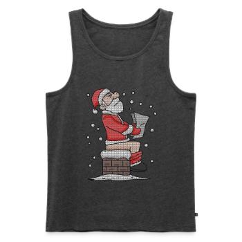Weihnachtsmann sitzt auf dem Kamin lustig - Männer Premium Bio Tank Top - Anthrazit meliert - Vorne - Michal (187cm)