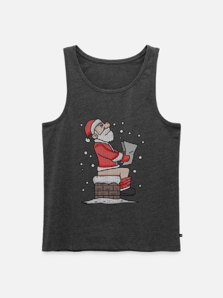 Père Noël assis sur la cheminée drôle - Débardeur bio Premium Homme - anthracite chiné