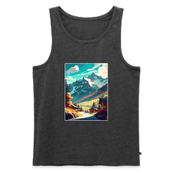 Mayrhofen Autriche Vintage voyage affiche Souvenir - Débardeur bio Premium Homme - anthracite chiné - Devant - Michal (187cm)