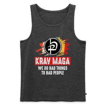 Krav Maga - Débardeur bio Premium Homme - anthracite chiné - Devant - Michal (187cm)