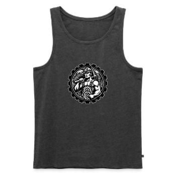 Logo du mineur - Débardeur bio Premium Homme - anthracite chiné - Devant - Michal (187cm)