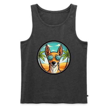 Podenco Ibizenco Hunderasse Cartoon Sonnenbrille Strand - Männer Premium Bio Tank Top - Anthrazit meliert - Vorne - Michal (187cm)