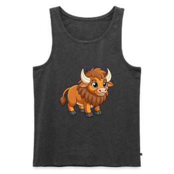 Bison Niedliche Maskottchen Zeichentrickfigur Kawaii - Männer Premium Bio Tank Top - Anthrazit meliert - Vorne - Michal (187cm)