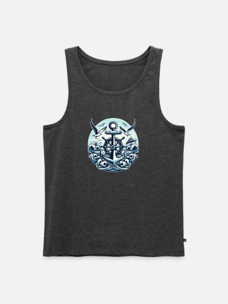 Anker Steuerrad Logo - Männer Premium Bio Tank Top - Anthrazit meliert