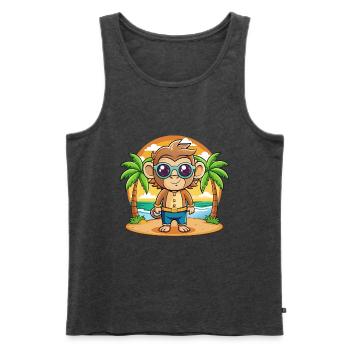 Affe Lustige Cartoon Sommer Strand Sonnenbrille - Männer Premium Bio Tank Top - Anthrazit meliert - Vorne - Michal (187cm)