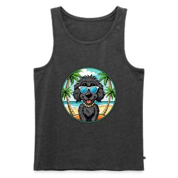 Schwarze russische Terrier Hunderasse Cartoon Sonnenbrille - Männer Premium Bio Tank Top - Anthrazit meliert - Vorne - Michal (187cm)