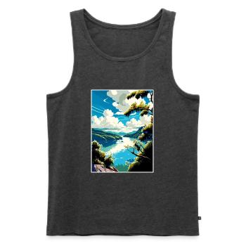 Donau Fluss Europa Vintage Reiseplakat Souvenir - Männer Premium Bio Tank Top - Anthrazit meliert - Vorne - Michal (187cm)