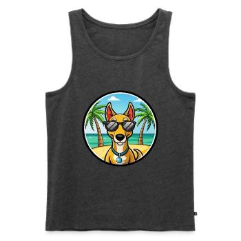 Russischer Harlekin Hund Rasse Cartoon Strand - Männer Premium Bio Tank Top - Anthrazit meliert - Vorne - Michal (187cm)