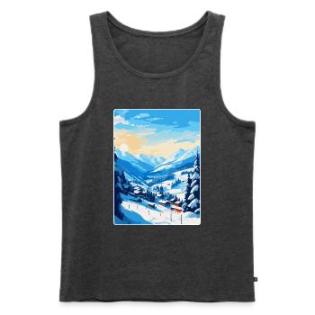 Saalbach Österreich Vintage Reiseplakat Souvenir - Männer Premium Bio Tank Top - Anthrazit meliert - Vorne - Michal (187cm)