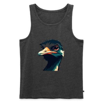 Strauß Cartoon Figur Buntes Haustier Tier - Männer Premium Bio Tank Top - Anthrazit meliert - Vorne - Michal (187cm)