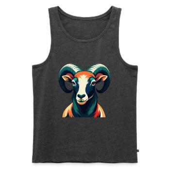 Ram Cartoon Figur Buntes Haustier Tier - Männer Premium Bio Tank Top - Anthrazit meliert - Vorne - Michal (187cm)