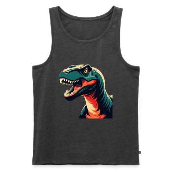 Dinosaur Cartoon Character Colorful Pet Animal - Men's Premium Organic Tank Top - heather anthracite - Front - Michal (187cm)