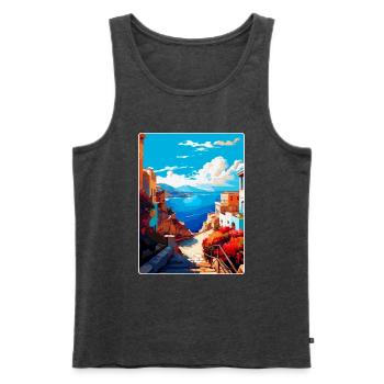 Kreta Griechenland Vintage Reiseplakat WPA Souvenir - Männer Premium Bio Tank Top - Anthrazit meliert - Vorne - Michal (187cm)