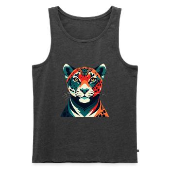 Leopard Cartoon Figur Buntes Haustier Tier - Männer Premium Bio Tank Top - Anthrazit meliert - Vorne - Michal (187cm)