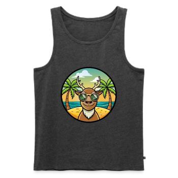 Hirsch Lustige Cartoon Sommer Strand Sonnenbrille Aufkleber - Männer Premium Bio Tank Top - Anthrazit meliert - Vorne - Michal (187cm)