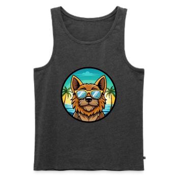 Griffon Bruxellois Dog Breed Cartoon Sunglasses - Men's Premium Organic Tank Top - heather anthracite - Front - Michal (187cm)
