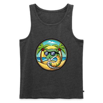 Schlange Lustige Cartoon Sommer Strand Sonnenbrille Cool - Männer Premium Bio Tank Top - Anthrazit meliert - Vorne - Michal (187cm)