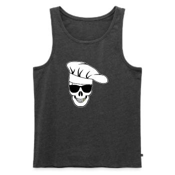Crâne avec lunettes de soleil, toque de chef - Débardeur bio Premium Homme - anthracite chiné - Devant - Michal (187cm)