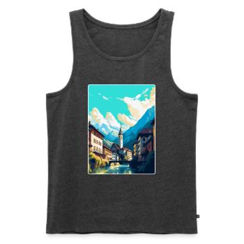 Chur Schweiz Vintage Reiseplakat Souvenir - Männer Premium Bio Tank Top - Anthrazit meliert - Vorne - Michal (187cm)