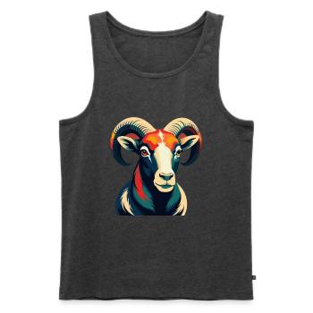 Ram Cartoon Figur Buntes Haustier Tier - Männer Premium Bio Tank Top - Anthrazit meliert - Vorne - Michal (187cm)