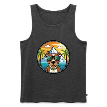 Mountain Cur Hund Rasse Cartoon Sonnenbrille Strand - Männer Premium Bio Tank Top - Anthrazit meliert - Vorne - Michal (187cm)
