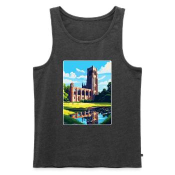 Fountains Abbey North Yorkshire Affiche de voyage WPA - Débardeur bio Premium Homme - anthracite chiné - Devant - Michal (187cm)
