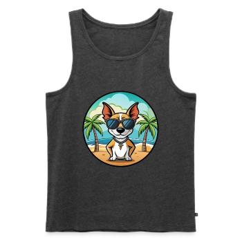 Decker Rat Terrier Hunderasse Cartoon Sonnenbrille - Männer Premium Bio Tank Top - Anthrazit meliert - Vorne - Michal (187cm)