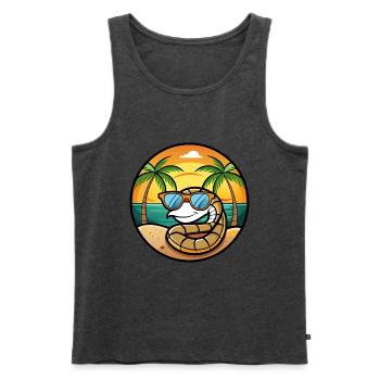Schlange Lustige Cartoon Sommer Strand Sonnenbrille Cool - Männer Premium Bio Tank Top - Anthrazit meliert - Vorne - Michal (187cm)