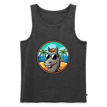 Cheval Drôle Dessin Animé Plage D’été Lunettes De Soleil Cool - Débardeur bio Premium Homme - anthracite chiné - Devant - Michal (187cm)