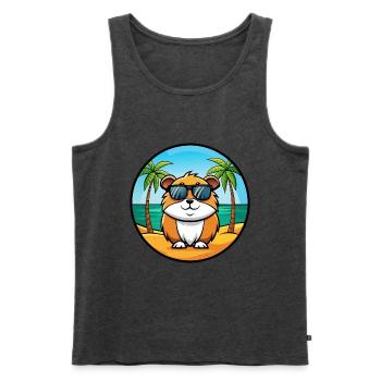Cochon d’Inde Drôle Dessin Animé Plage Été Lunettes de soleil - Débardeur bio Premium Homme - anthracite chiné - Devant - Michal (187cm)