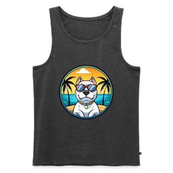 Dogue Argentino Chien Race Dessin Animé Lunettes De Soleil Plage - Débardeur bio Premium Homme - anthracite chiné - Devant - Michal (187cm)