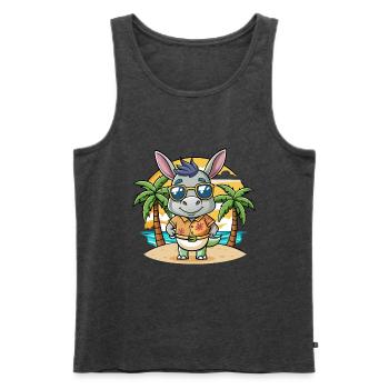 Esel Lustige Cartoon Sommer Strand Sonnenbrille - Männer Premium Bio Tank Top - Anthrazit meliert - Vorne - Michal (187cm)