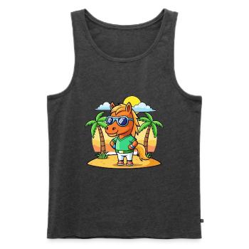 Cheval Drôle Dessin Animé Plage Été Lunettes de soleil - Débardeur bio Premium Homme - anthracite chiné - Devant - Michal (187cm)